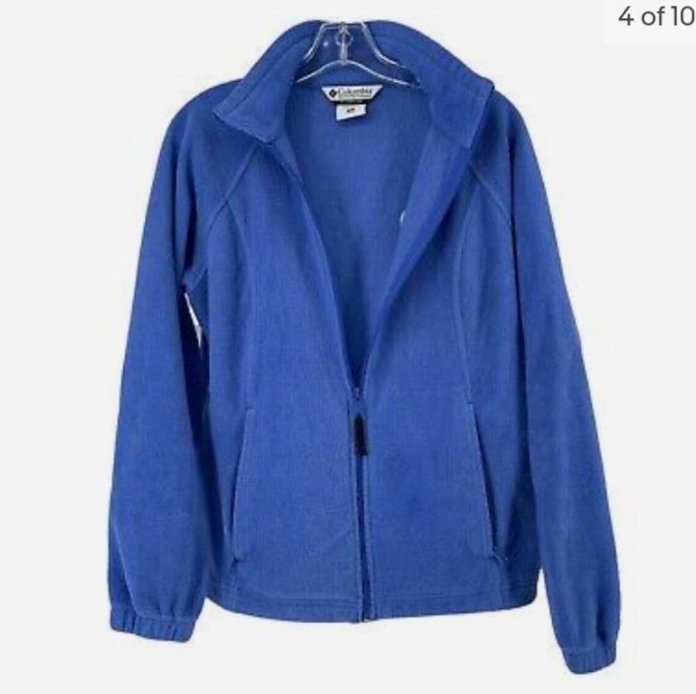 Columbia Fleece Jacket Blue Full Zip Outdoor Wear Casual Top Lightweight Jacket